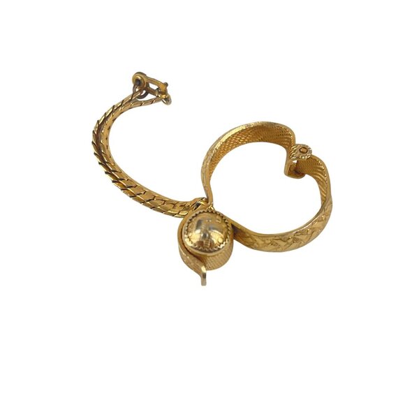 Vintage Scarf Glove Clip Gold-Tone Adjustable Intricate Detailing & Textured Des - Picture 3 of 6